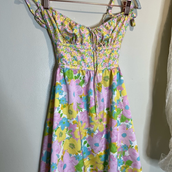 For Love And Lemons Emily Backless Printed Colorful Tie Back Mini Dress M - Picture 5 of 7